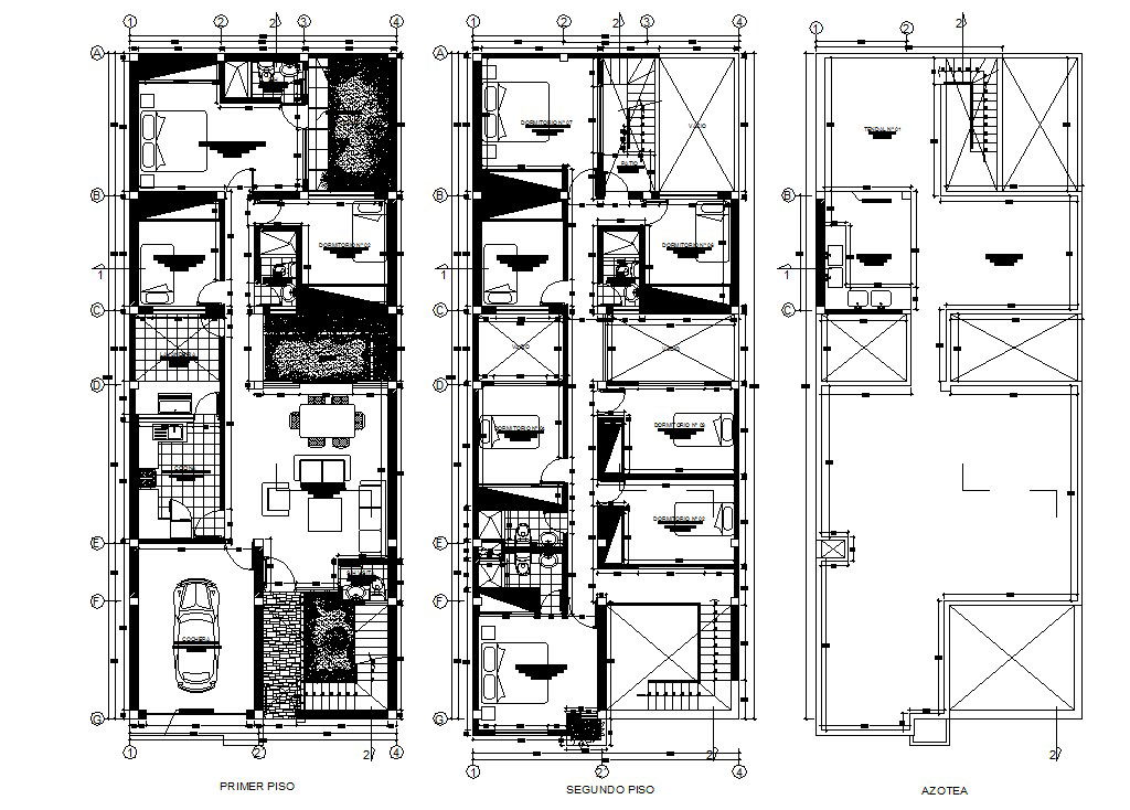 Autocad drawing residential bunglow