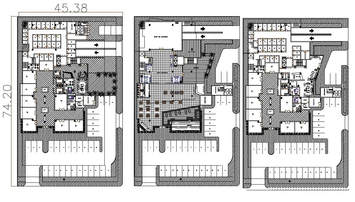 Architecture Hotel Building Layout Plan CAD File