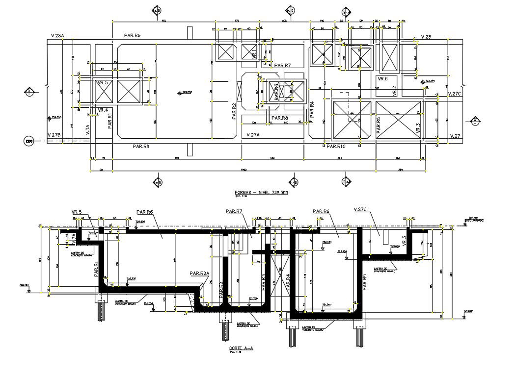 Autocad 2D DWG drawing file has the structure - access building. Download the Autocad DWG file.