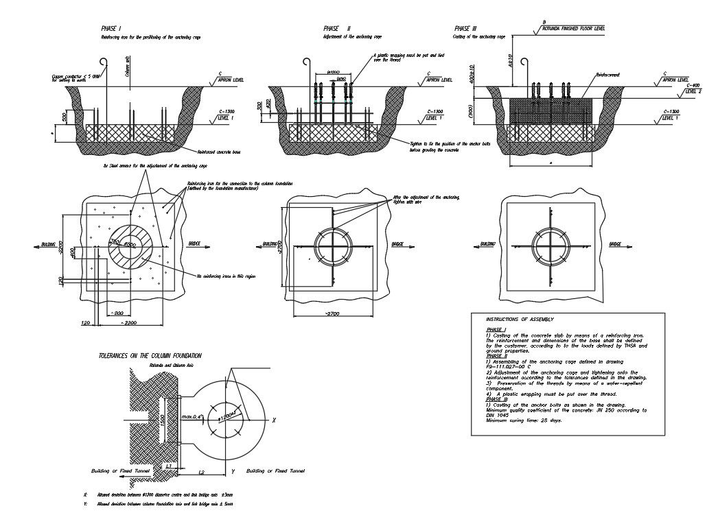 Autocad 2D DWG drawing file shows the details of foundation. Download the Autocad DWG drawing file.