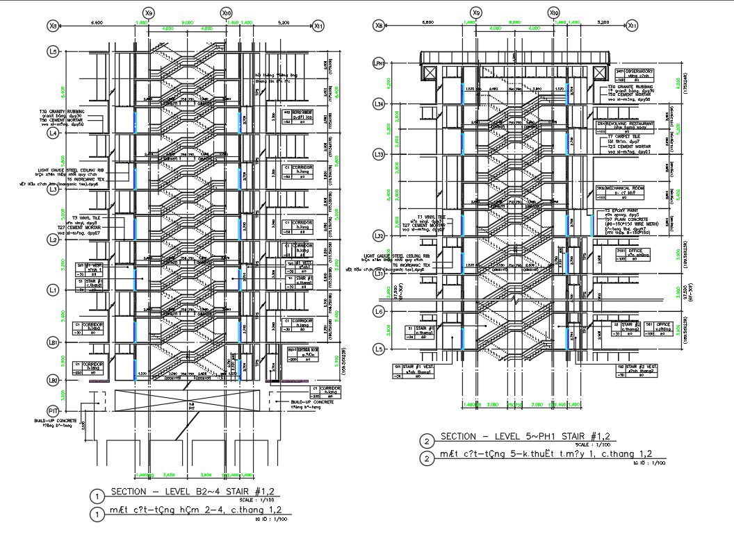 Multi-Story Building Staircase Section CAD Model DWG File