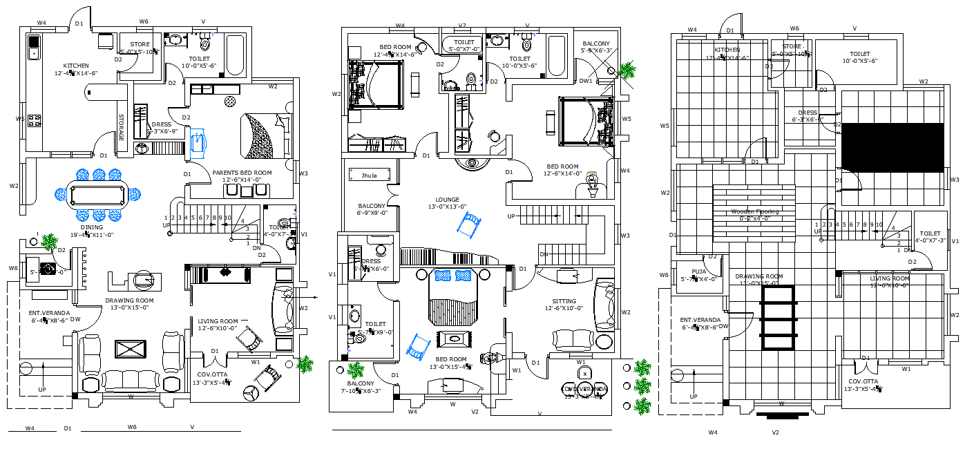 Autocad DWG drawing file has the beautiful bungalow house plan. Download the 2D Autocad DWG drawing file.