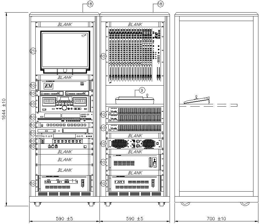 Autocad DWG file showing the details of the General security room, AV block detailed diagram,Download the DWG file.