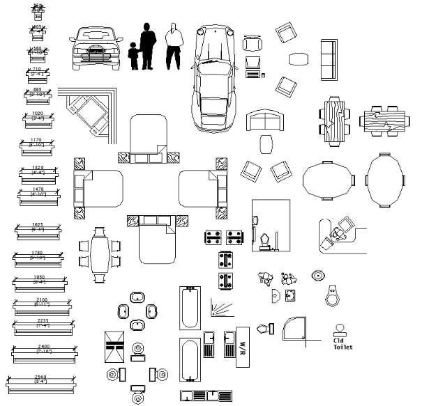 Autocad DWG furniture and Car Blocks available for free Download.