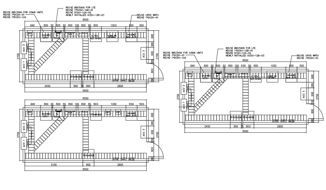 Autocad drawing file having the Installed Equipment Room Layout & cable Route layout Details..Download the AutoCAD DWG