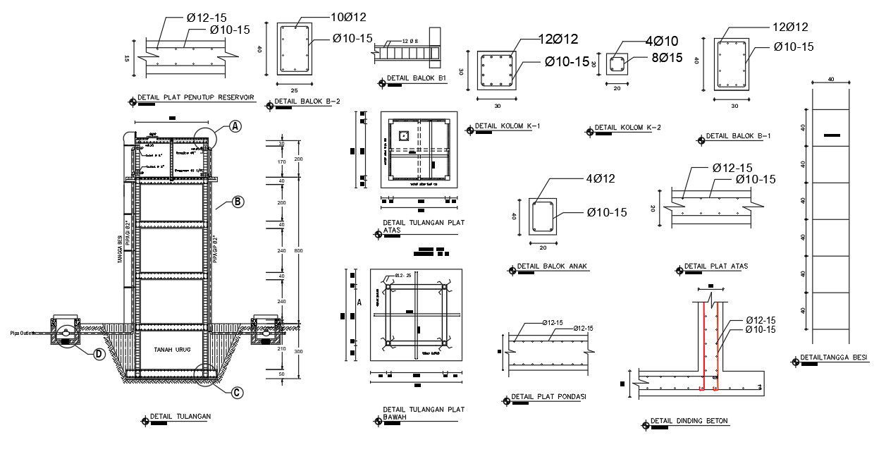 Autocad drawing file having the details of water tower capacity. Download the autocad 2D DWG drawing file.
