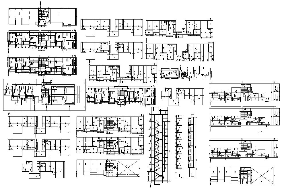 Multi story high rise staircase section plan with structural DWG file