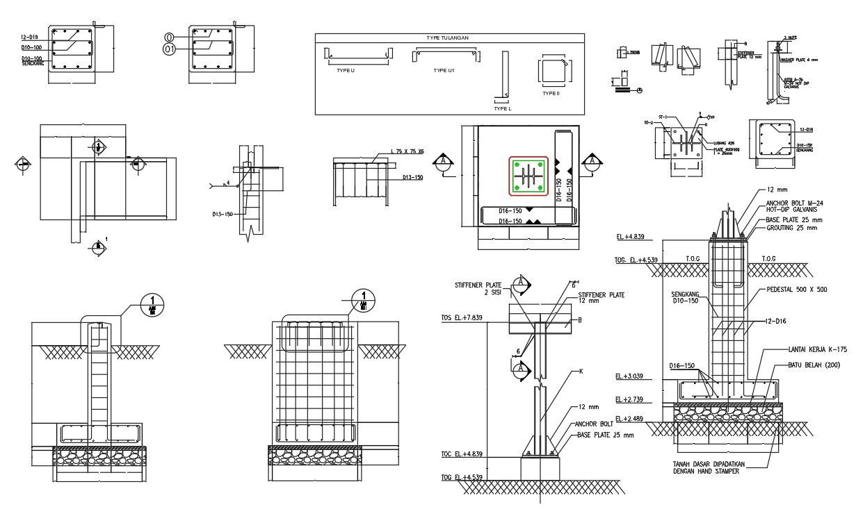 Autocad drawing file shows the Steel Sectional Details of Beam & Column.