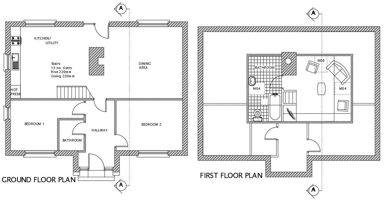 Autocad drawing file shows the detailed plan of the G+1 2bhk tiny house plan.