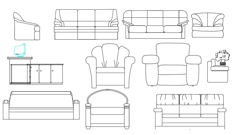 Autocad furniture drawings contain various types of sofa , chairs, and table block design. Download the AutoCAD drawing file.