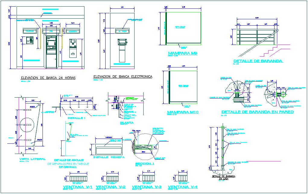 Automatic banking with electronic system for banking agency dwg file
