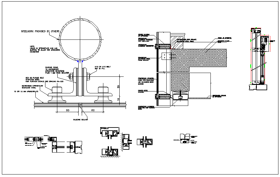 Automatic door side section view detail information dwg file