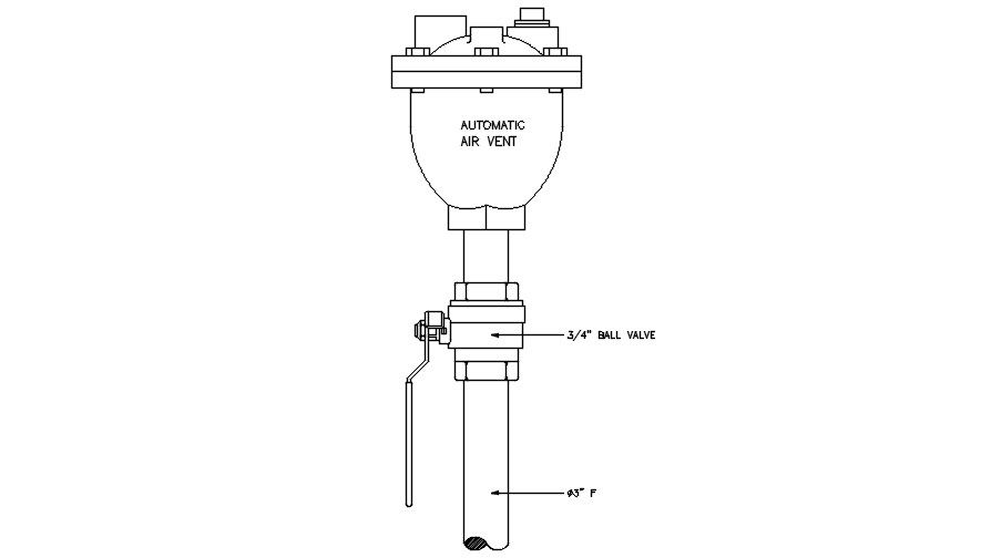 Automatic Air Vent Elevation Design DWG File