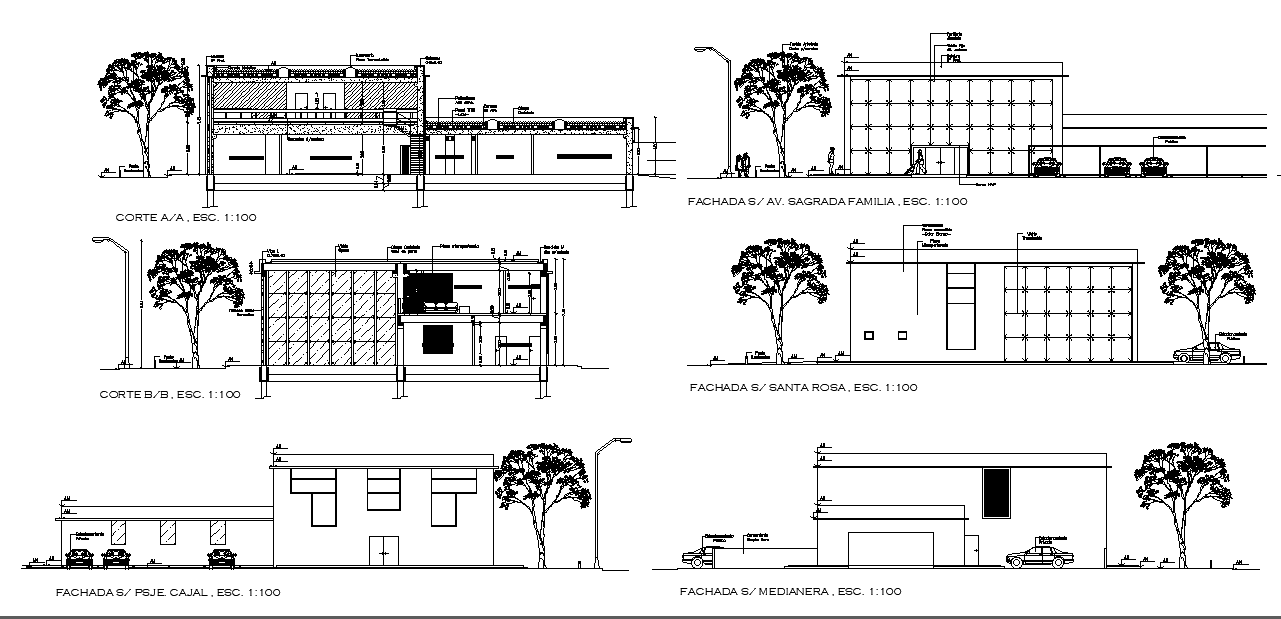 Automobile Showroom Building Sectional Elevation Drawing Download DWG File