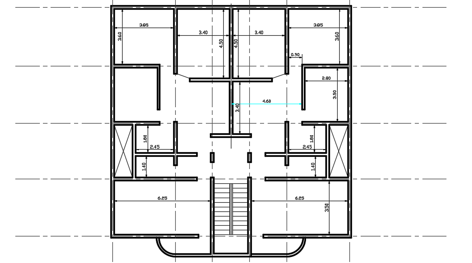 A wall layout of the 16x10m two story ground floor house plan
