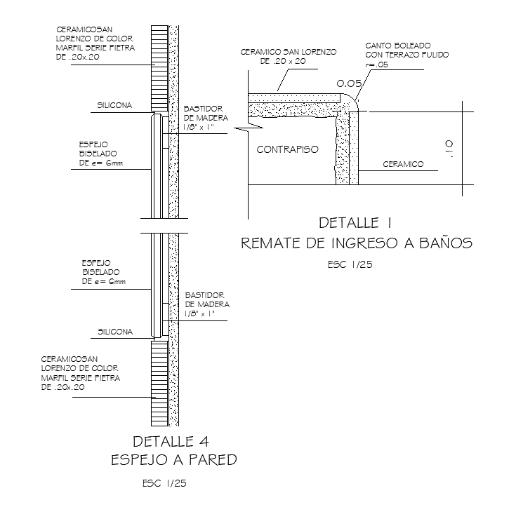 A wall section of the 5x7m bathroom is given in this AutoCAD model. Download now.
