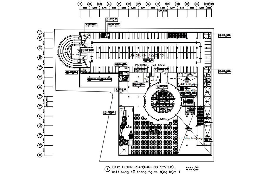 B 1st floor plan of parking system in detail AutoCAD drawing, dwg file, CAD file