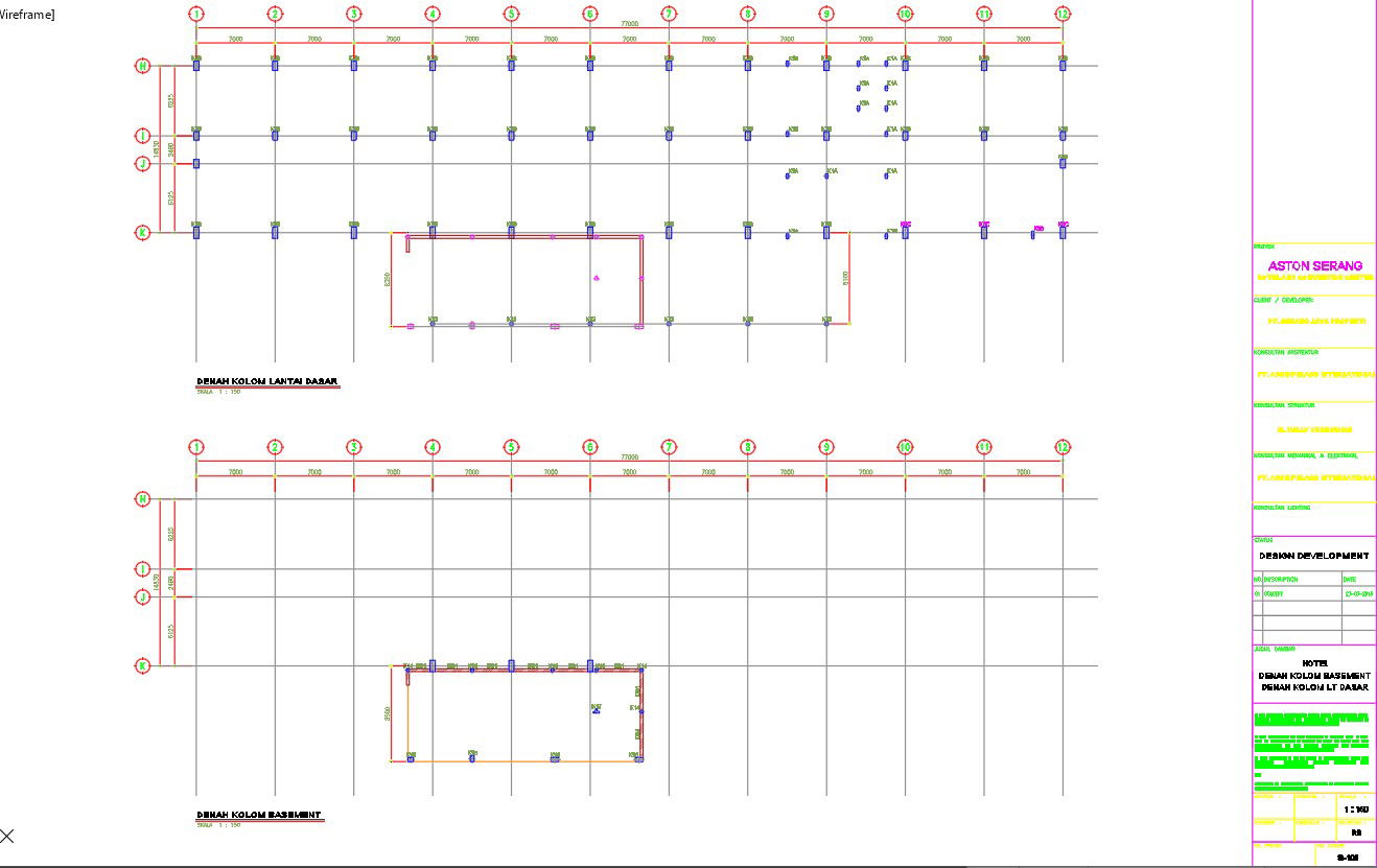 BASEMENT COLUMN PLAN design in AutoCAD 2D drawing, CAD file, dwg file