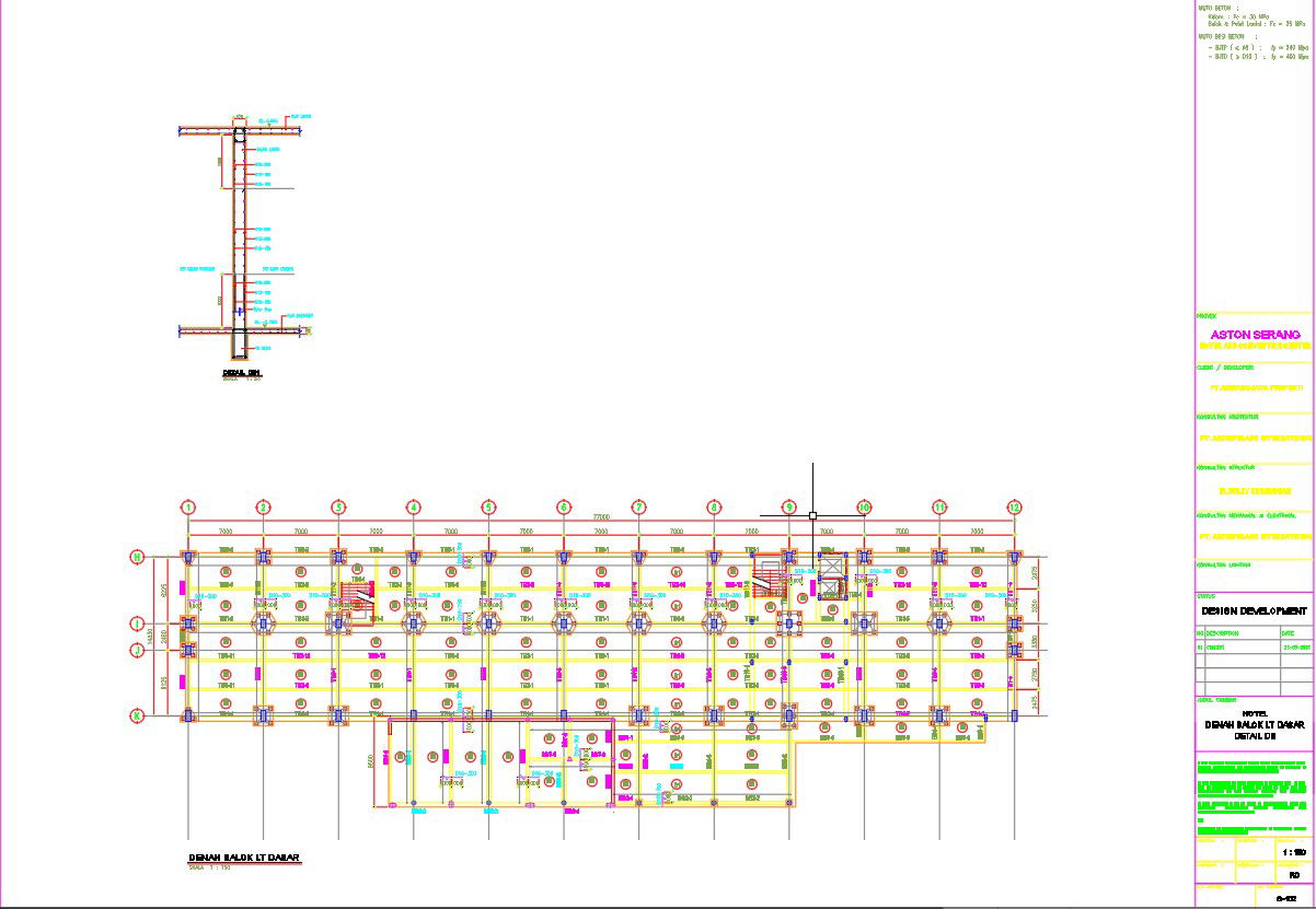 BASIC LT BEAM PLAN of the basement in AutoCAD 2D drawing, CAD file, dwg file