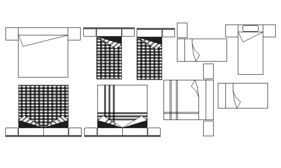 Precise AutoCAD Bed Blocks DWG File for Architectural Use