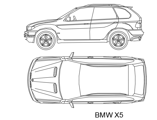BMW X5 series car model plan is given in this AutoCAD file