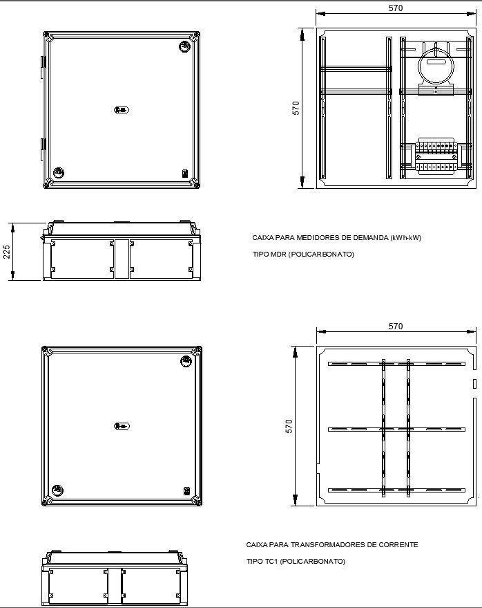 BOX FOR MEASURING AND CURRENT TRANSFORMERS - POLYCARBONATTO TYPE