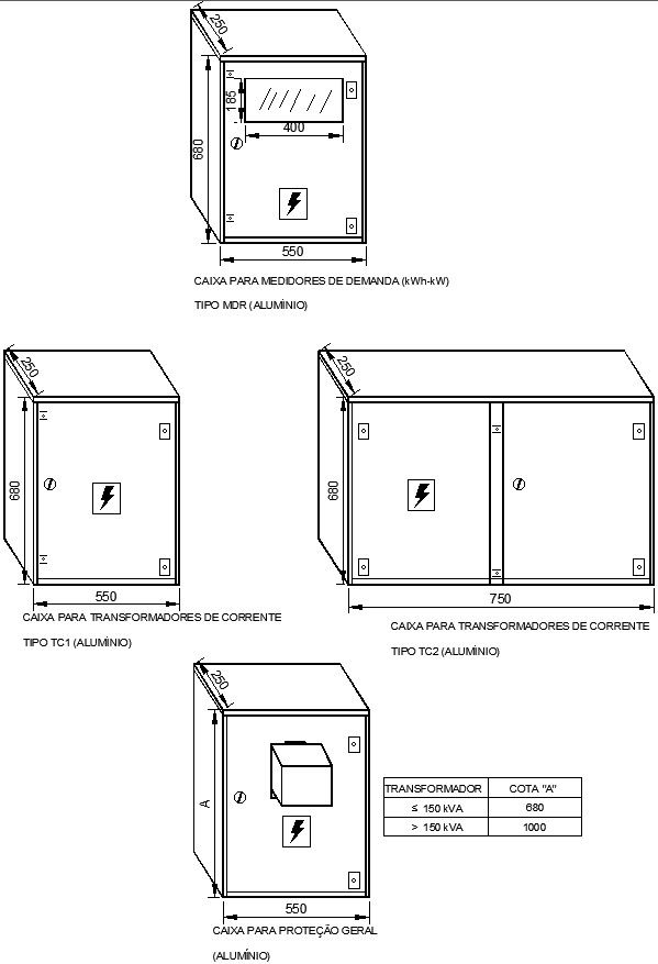 BOX FOR MEASURING, TRANSFORMERS AND GENERAL PROTECTION - METALLIC TYPE