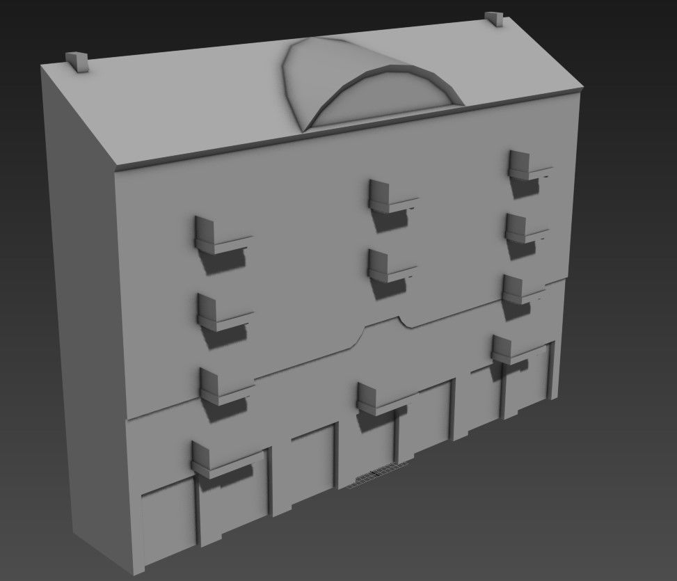 3D MAX Back Side Elevation Model of Commercial Building Files