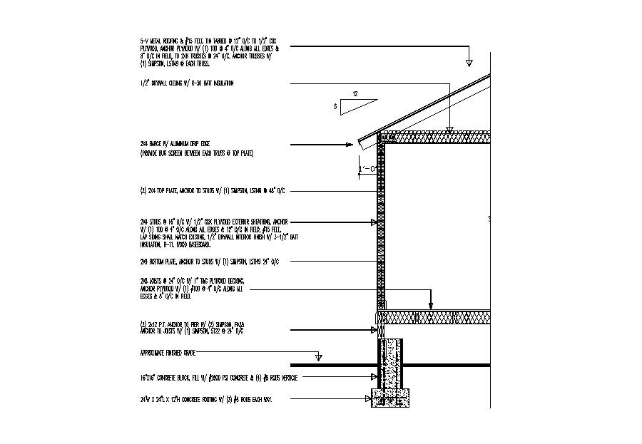 Back constructive sectional details of house building dwg file