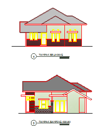 Back side and right side elevation view design drawing