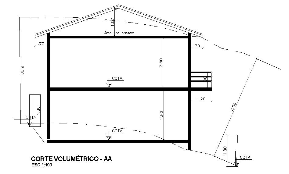 Back Side Profile section of a bungalow.