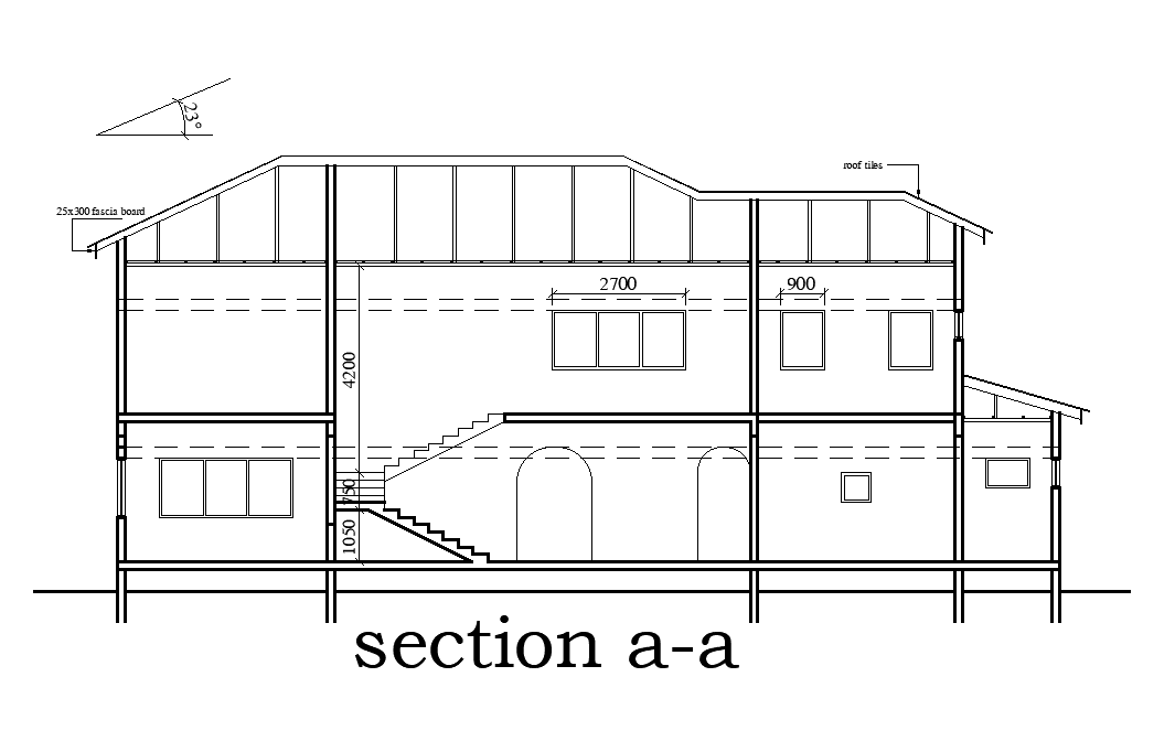 Back elevation of 25x27m house plan is given in this Autocad drawing file. Download now.