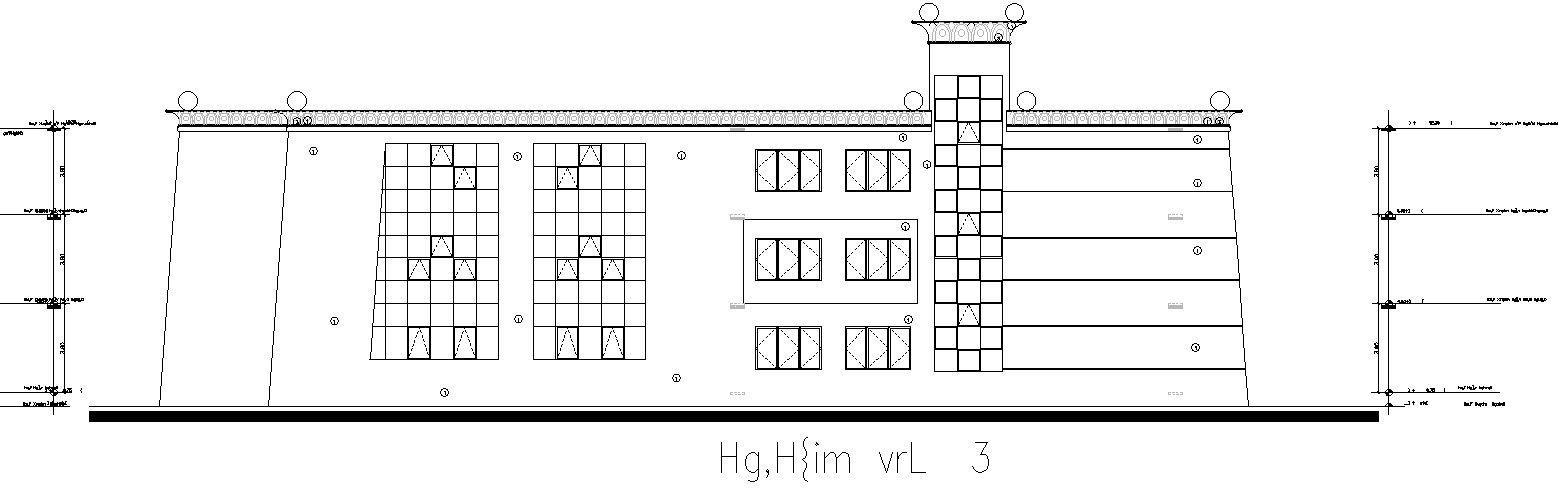 Back elevation of a collage.