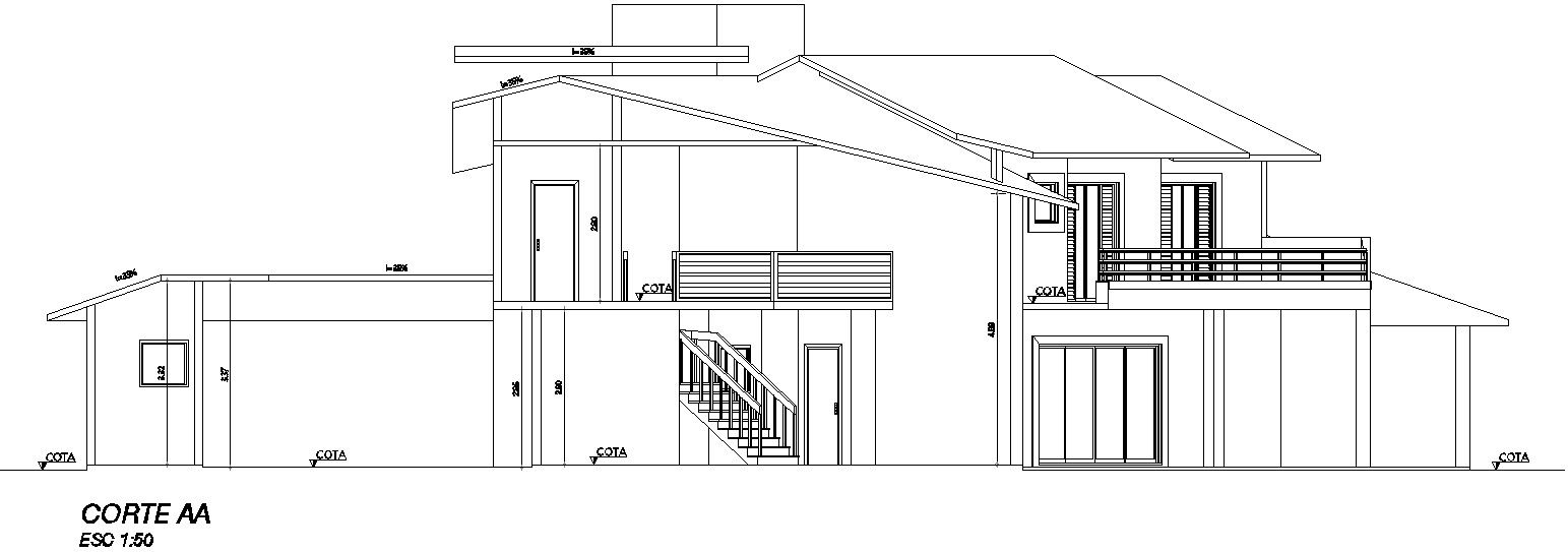 Back elevation of double story house.