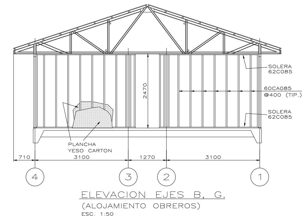 Back elevation view of building has been given in the form of 2D Autocad drawing file.Download now.