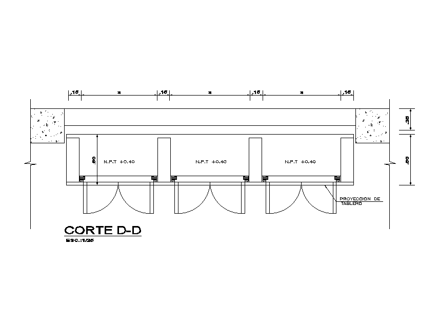 Back Section View of Work Table AutoCAD Drawing in DWG Format
