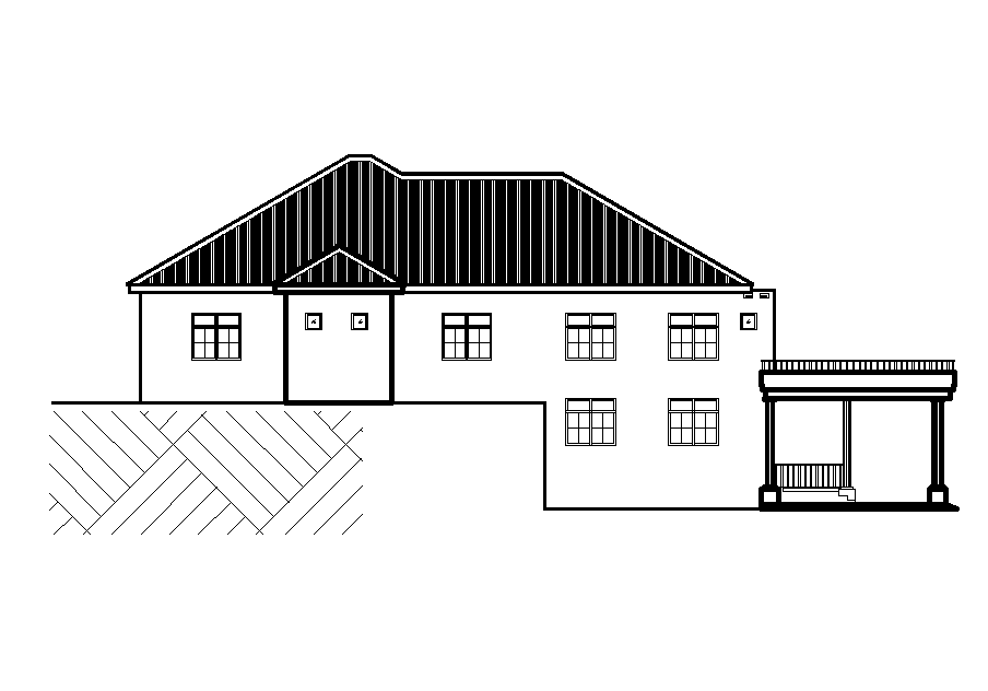 Back side elevation of 19x30m 3BHK house plan is given in this Autocad drawign file. Download now.
