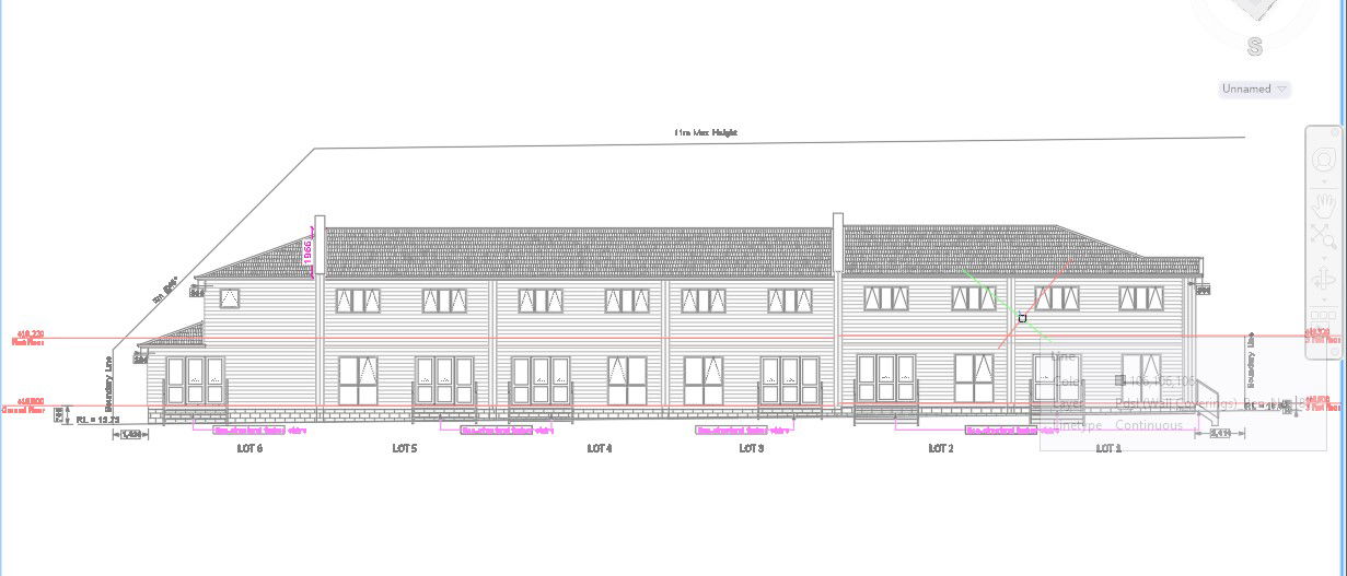 Back Side Elevation of Row House Design in AutoCAD Drawing