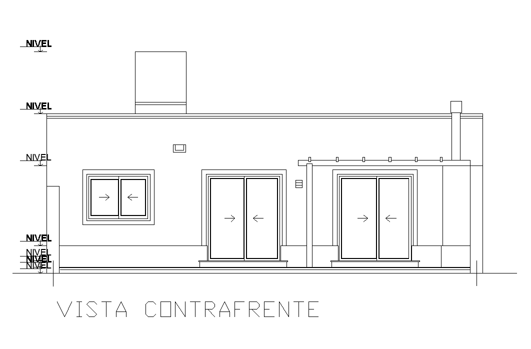 Back side elevation view of 9x10m house building is given in this AutoCAD drawing model.Download now.