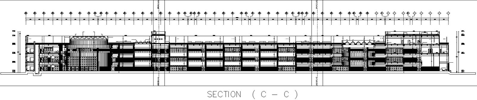 Back side sectional elevation of a Industrial plant.