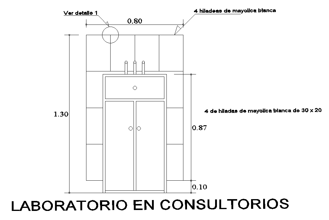 Back side section view of 4x6m Laboratory consulting room is given in this AutoCAD model. Download now.