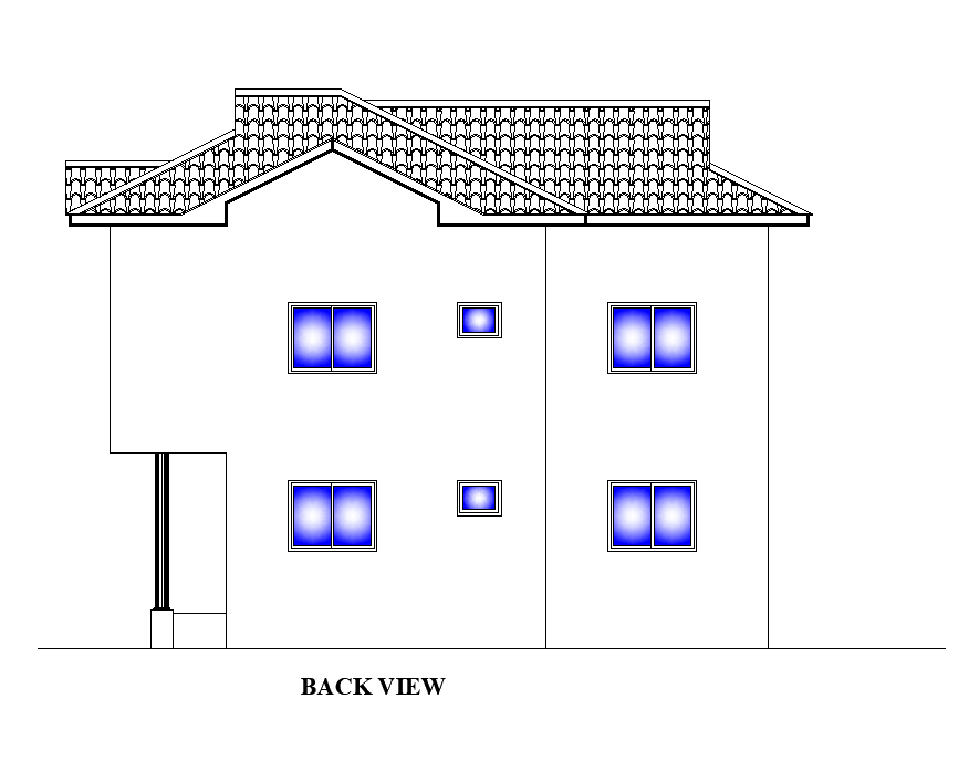 Back view of 10x15m house plan is given in this Autocad drawing file.Download now.