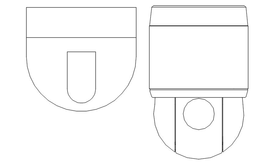 Back view of CCTV camera design in detail AutoCAD drawing, dwg file, CAD file