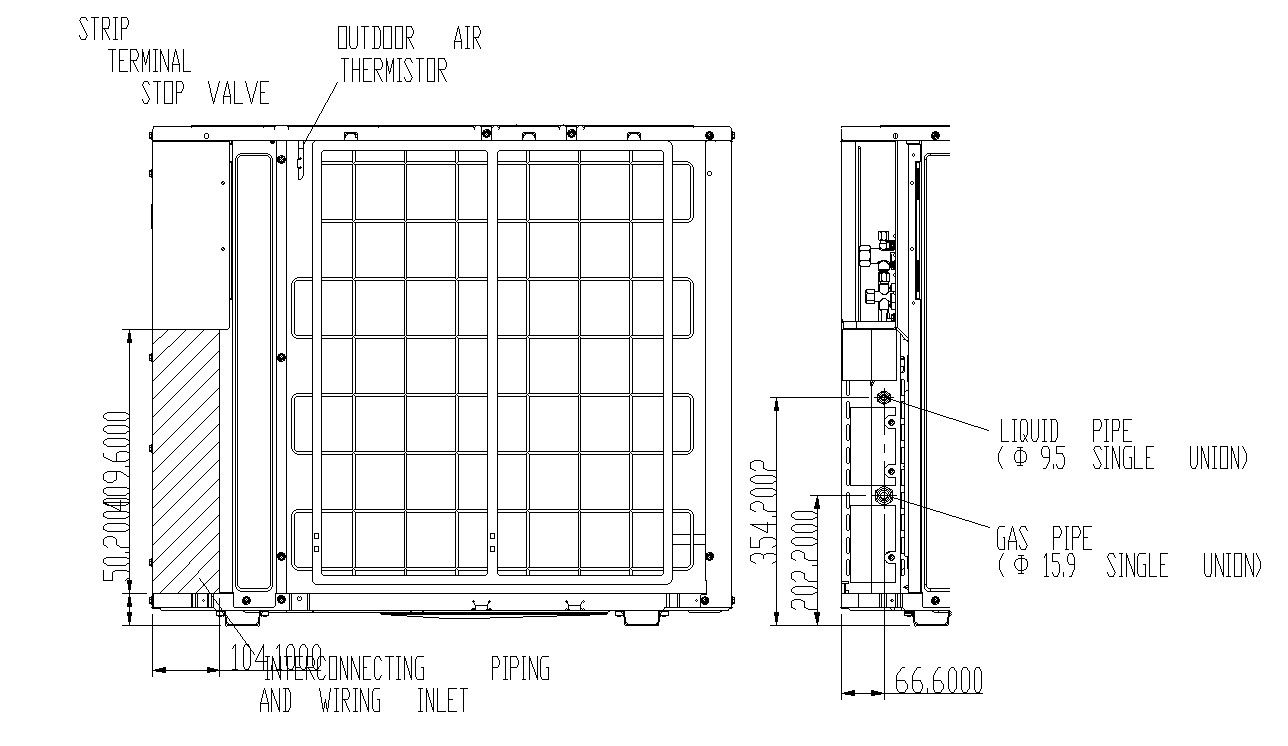 Back view of air compressor in detail AutoCAD 2D drawing, CAD file, dwg file