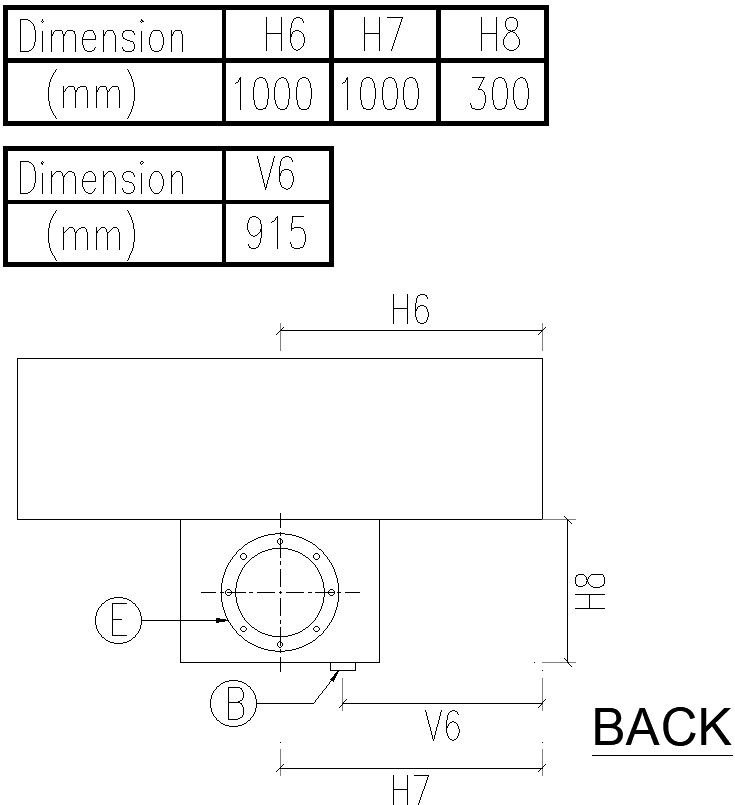 Back view of cooling tower with detailing
