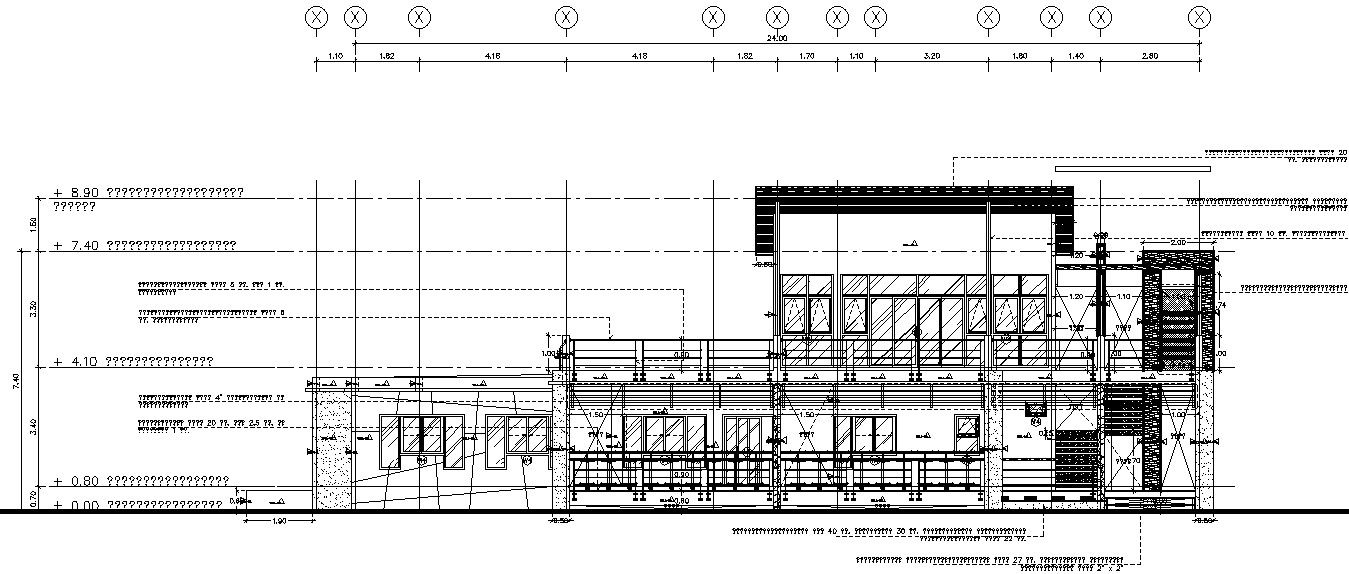 Back view of restaurant with detail AutoCAD drawing, dwg file, CAD file