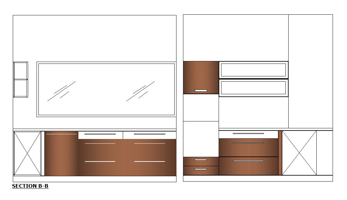 Back view of the 108’x52’ house plan is given in this Autocad drawing file. Download now.