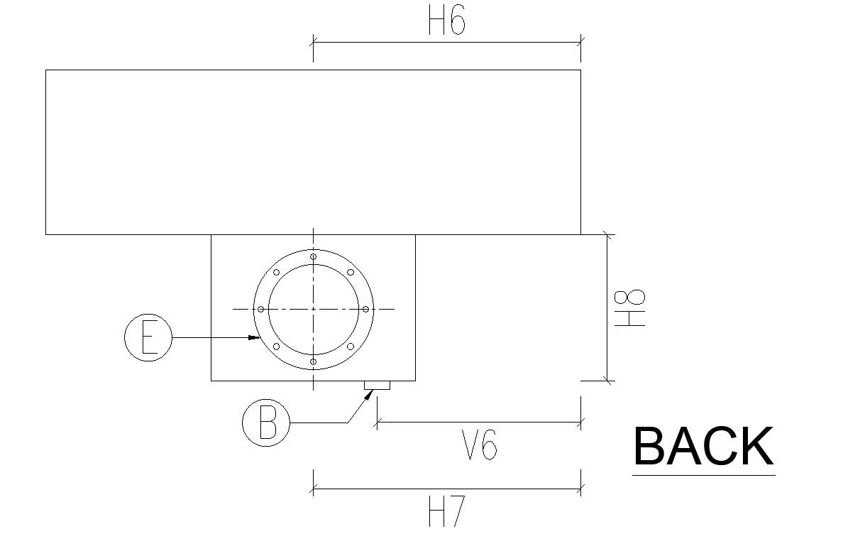 Back view of water sump in detail AutoCAD 2D drawing, CAD file, dwg file