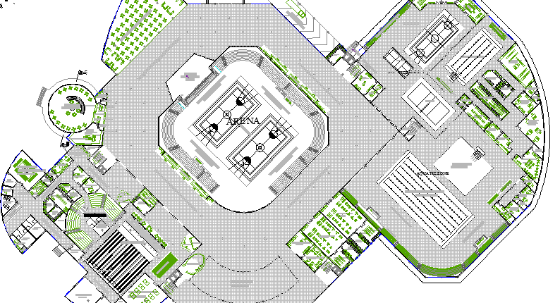 Badminton Play Ground Architecture Layout dwg file
