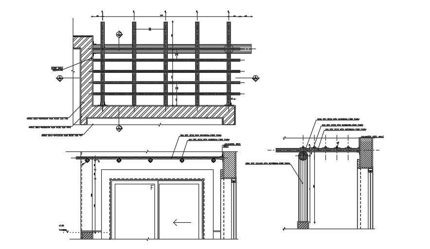 Balcony and its railing working drawing.